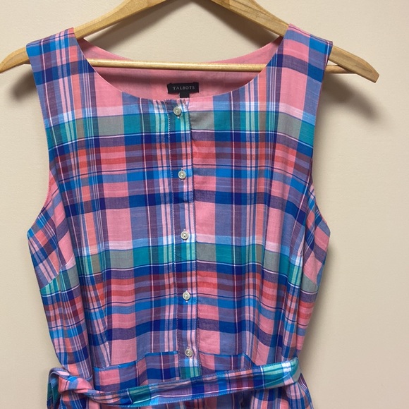 Talbots Madras Plaid Button Front Sleeveless Dress size 10 - Picture 2 of 7